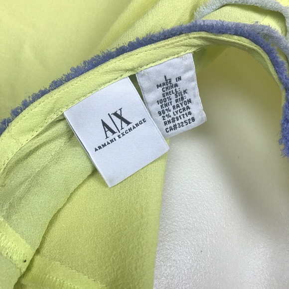 Armani Exchange Yellow w/ Blue knit rib Blouse L - Picture 5 of 6